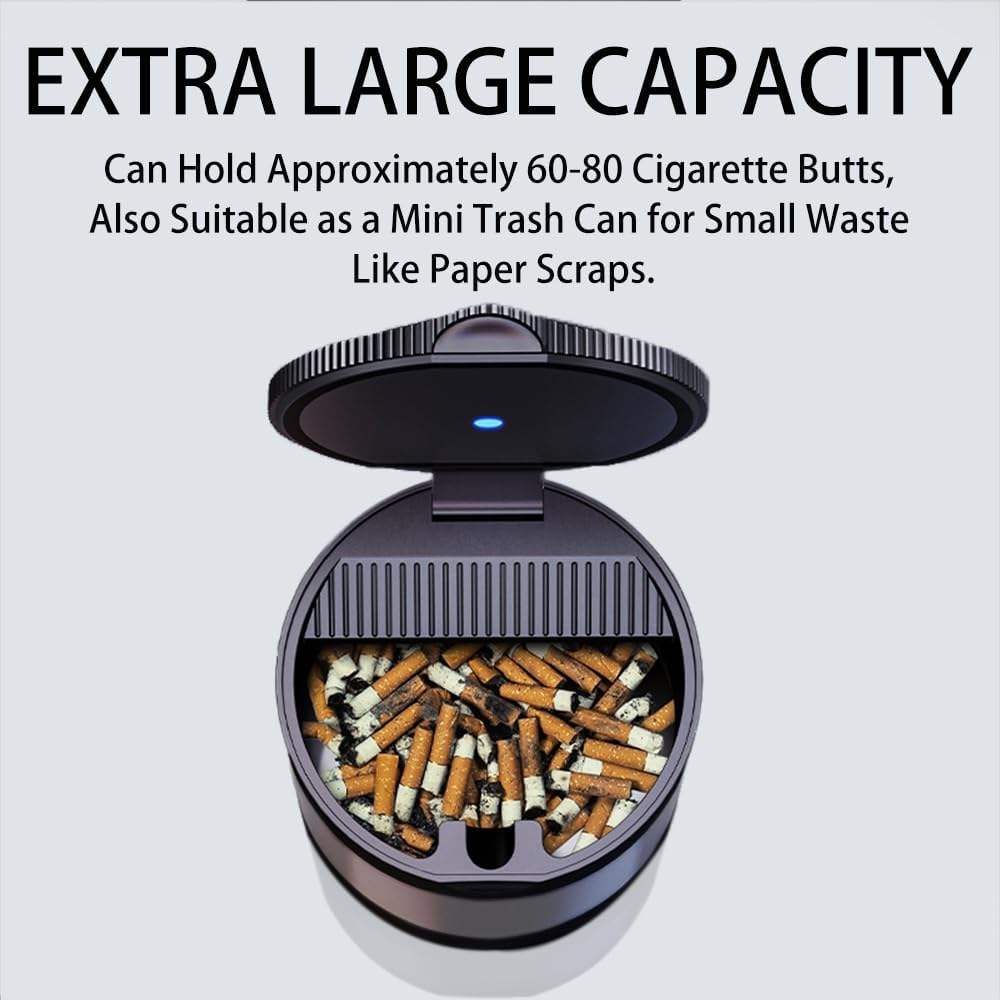 Stainless Steel Smokeless Car Ashtray with LED Light - QYM New Building Materials Technology Co., Lt